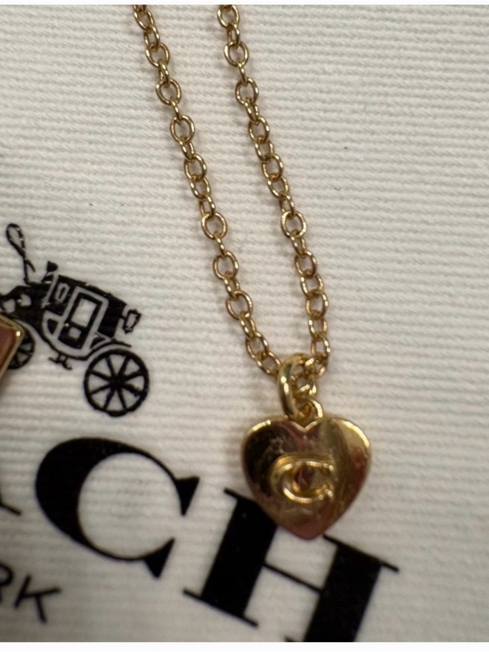 Coach Gold Heart Pendant Necklace
